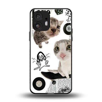 Purrfect Patchwork back phone cover | glass case for nothing phone 2