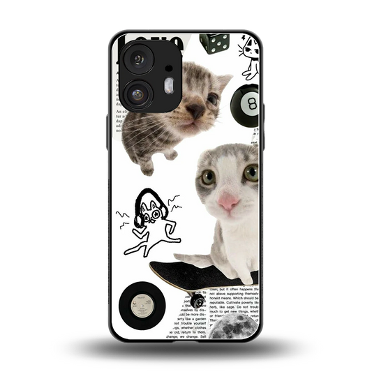 Purrfect Patchwork back phone cover | glass case for nothing phone 2