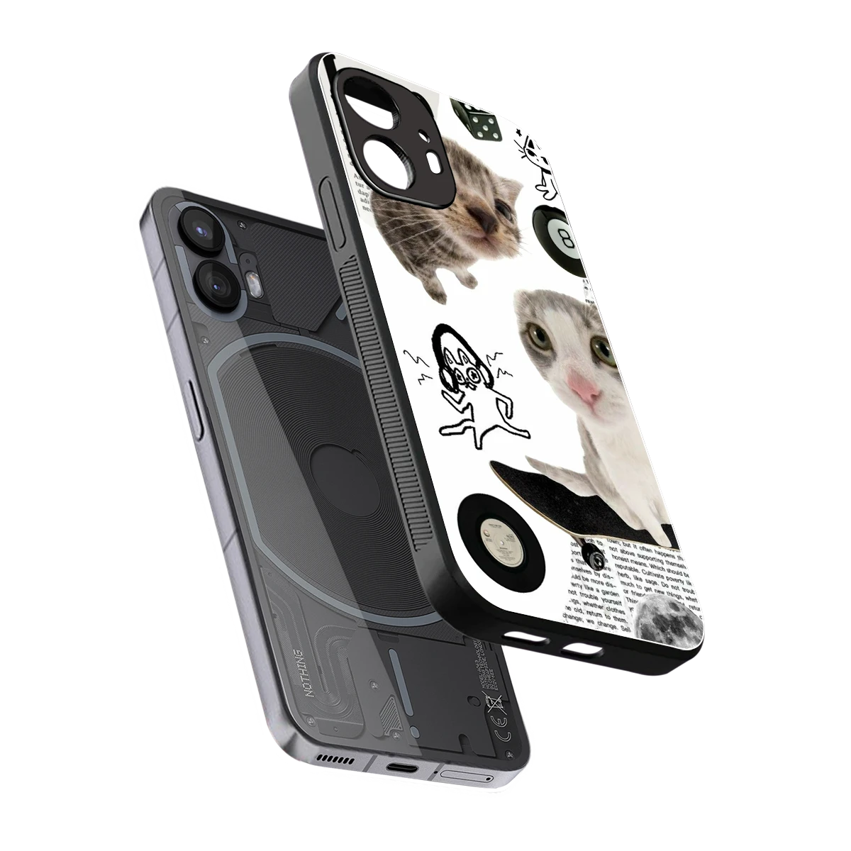 Purrfect Patchwork sleek nothing phone 2 cover with tempered glass back and TPU edges