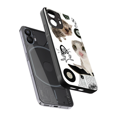 Purrfect Patchwork sleek nothing phone 2 cover with tempered glass back and TPU edges