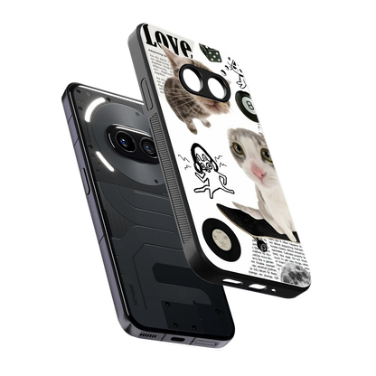 Purrfect Patchwork sleek nothing phone 2a cover with tempered glass back and TPU edges