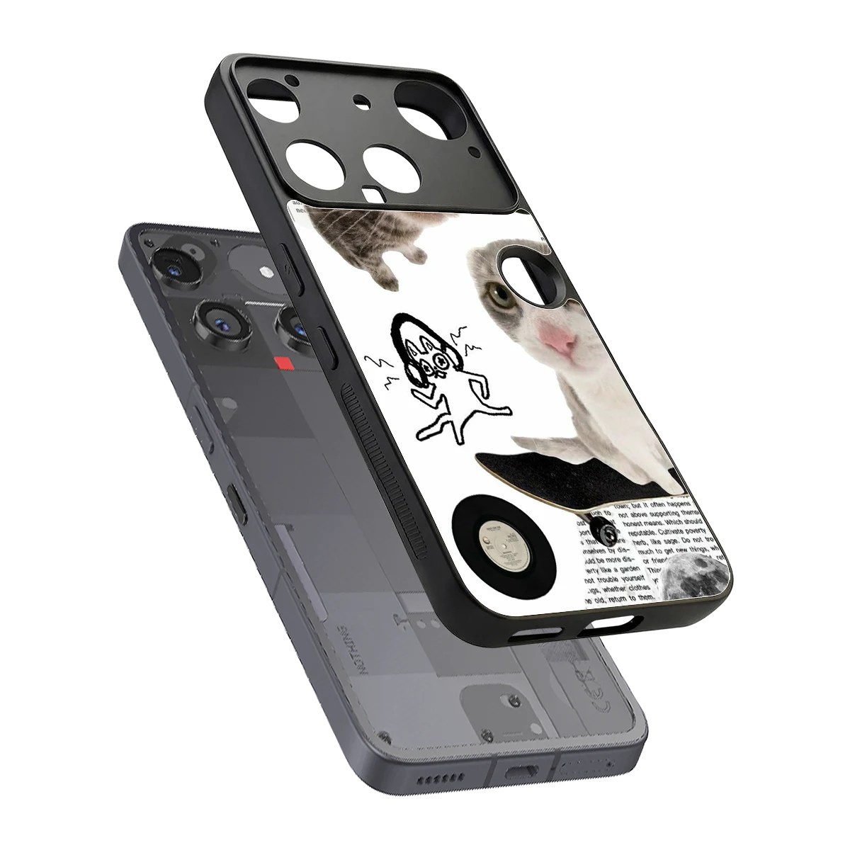Purrfect Patchwork sleek nothing phone 3 cover with tempered glass back and TPU edges