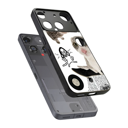 Purrfect Patchwork sleek nothing phone 3 cover with tempered glass back and TPU edges