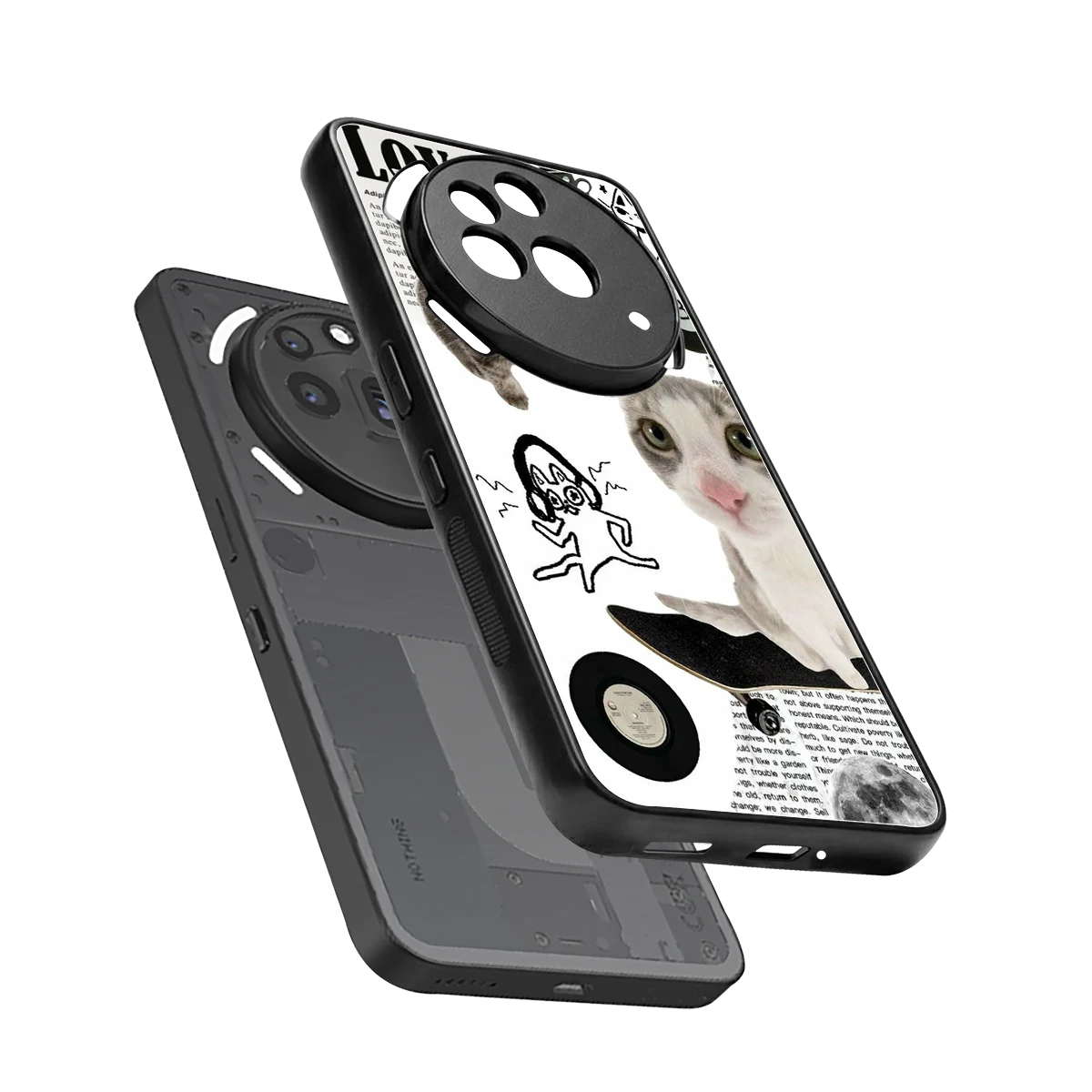 Purrfect Patchwork sleek nothing phone 3a pro cover with tempered glass back and TPU edges