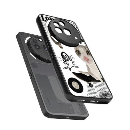 Purrfect Patchwork sleek nothing phone 3a pro cover with tempered glass back and TPU edges