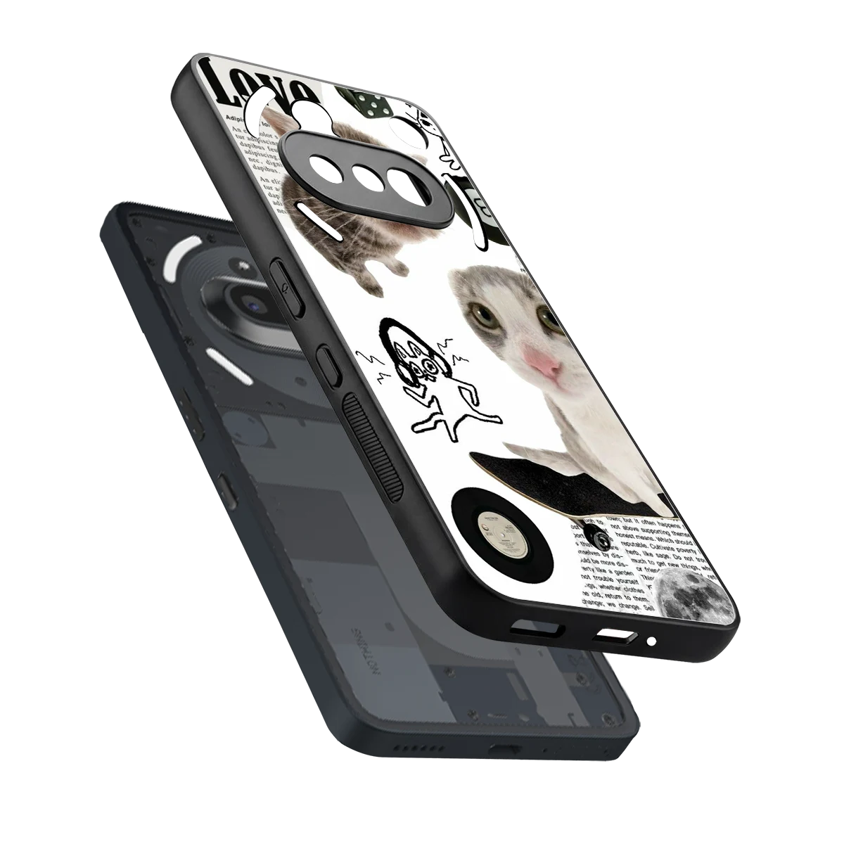 Purrfect Patchwork sleek nothing phone 3a cover with tempered glass back and TPU edges