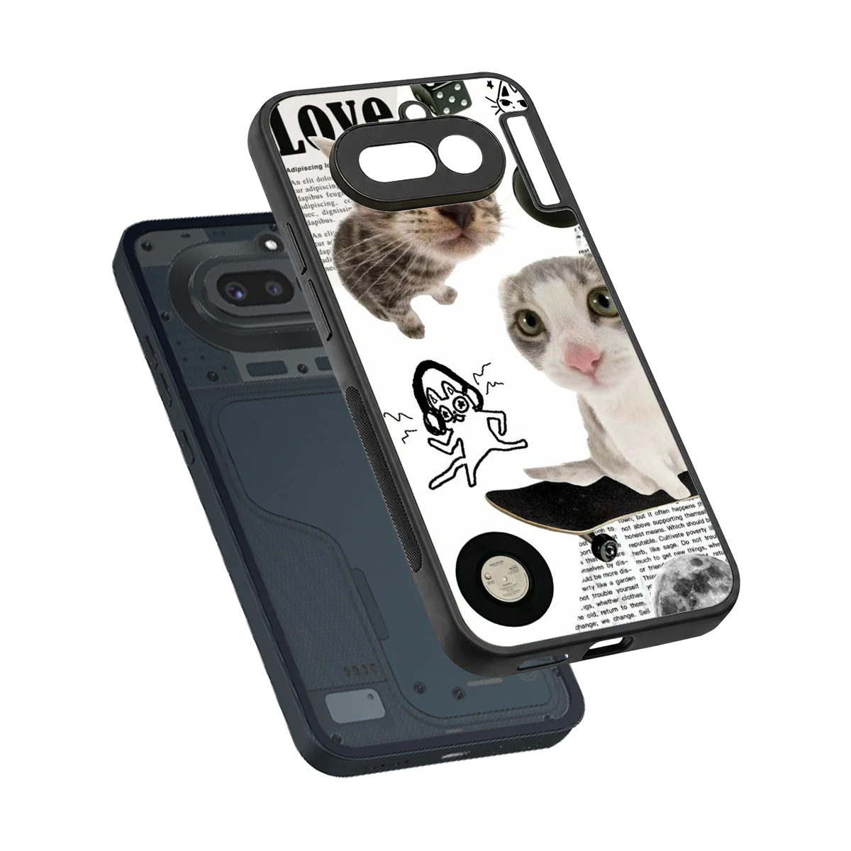 Purrfect Patchwork sleek nothing phone 4a cover with tempered glass back and TPU edges