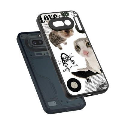 Purrfect Patchwork sleek nothing phone 4a cover with tempered glass back and TPU edges
