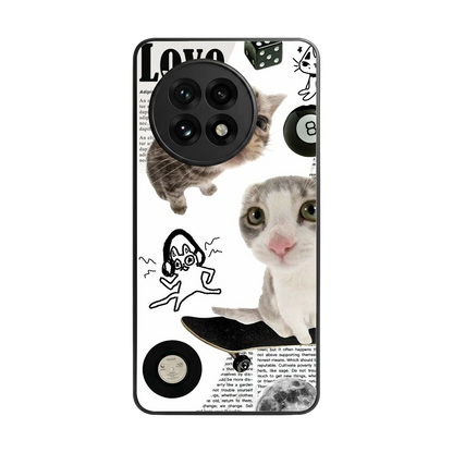 Purrfect Patchwork back phone cover | glass case for oneplus 13r
