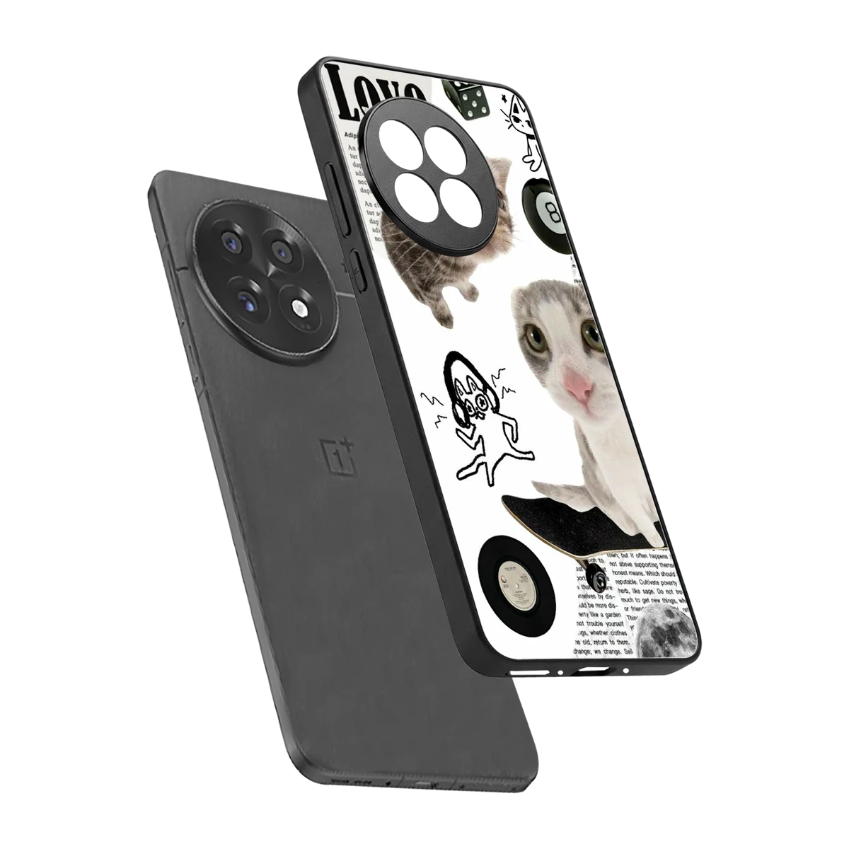 Purrfect Patchwork sleek oneplus 13r cover with tempered glass back and TPU edges