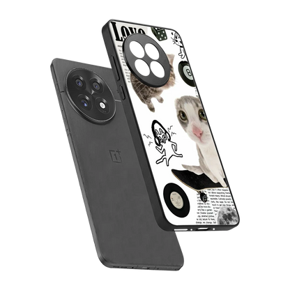 Purrfect Patchwork sleek oneplus 13r cover with tempered glass back and TPU edges