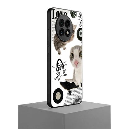 Purrfect Patchwork oneplus 13r mobile cover | shockproof glass phone case