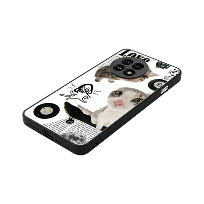 Purrfect Patchwork stylish phone case for oneplus 13r | glossy glass and slim fit