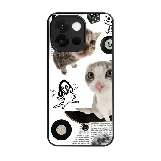 Purrfect Patchwork back phone cover | glass case for oneplus 13s