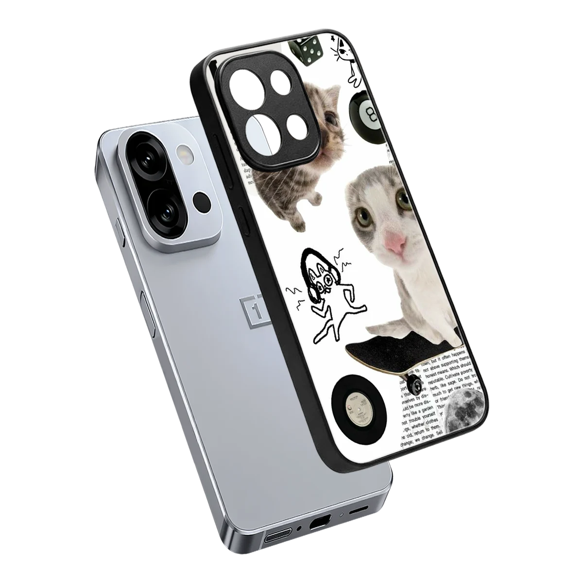 Purrfect Patchwork sleek oneplus 13s cover with tempered glass back and TPU edges