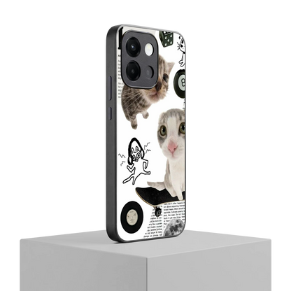 Purrfect Patchwork oneplus 13s mobile cover | shockproof glass phone case