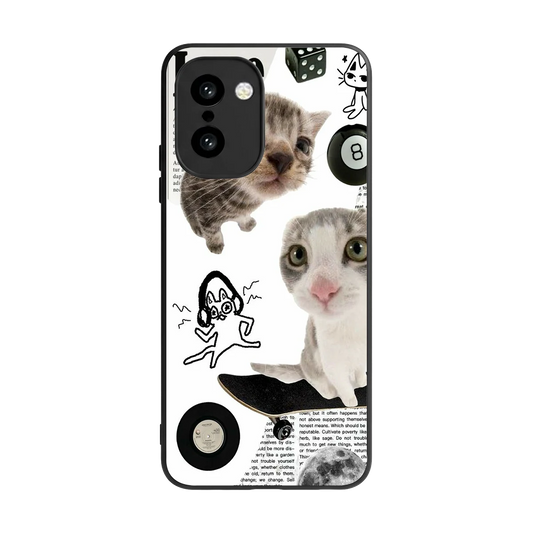 Purrfect Patchwork back phone cover | glass case for oneplus 15r