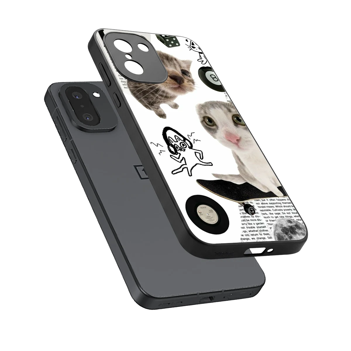 Purrfect Patchwork sleek oneplus 15r cover with tempered glass back and TPU edges