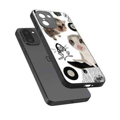 Purrfect Patchwork sleek oneplus 15r cover with tempered glass back and TPU edges