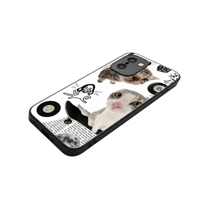 Purrfect Patchwork stylish phone case for oneplus 15r | glossy glass and slim fit