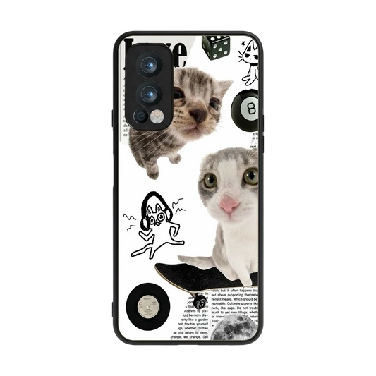 Purrfect Patchwork back phone cover | glass case for oneplus nord 2