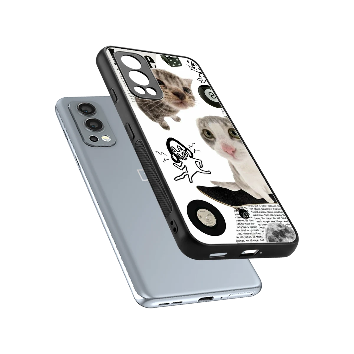 Purrfect Patchwork sleek oneplus nord 2 cover with tempered glass back and TPU edges