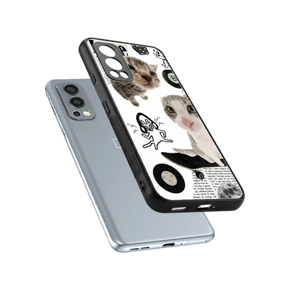 Purrfect Patchwork sleek oneplus nord 2 cover with tempered glass back and TPU edges
