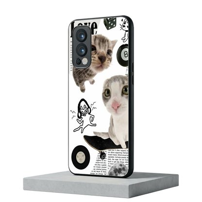 Purrfect Patchwork oneplus nord 2 mobile cover | shockproof glass phone case