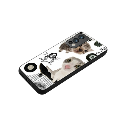 Purrfect Patchwork stylish phone case for oneplus nord 2 | glossy glass and slim fit