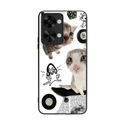 Purrfect Patchwork back phone cover | glass case for oneplus nord 2t