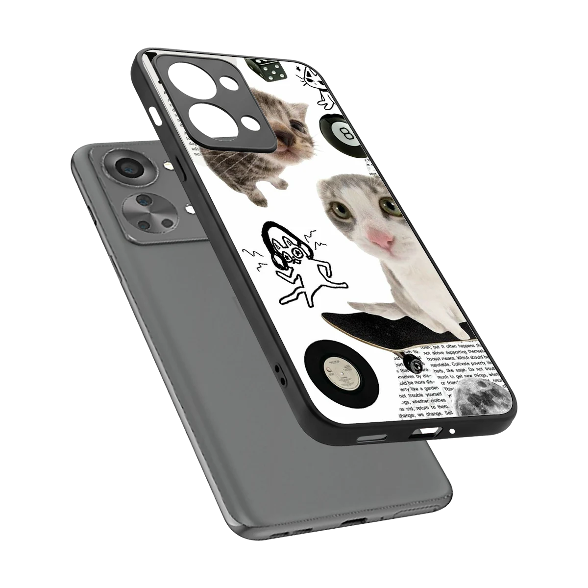 Purrfect Patchwork sleek oneplus nord 2t cover with tempered glass back and TPU edges