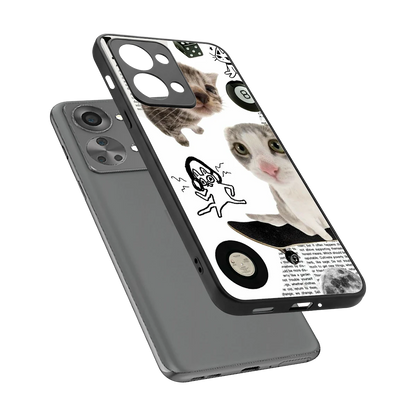 Purrfect Patchwork sleek oneplus nord 2t cover with tempered glass back and TPU edges