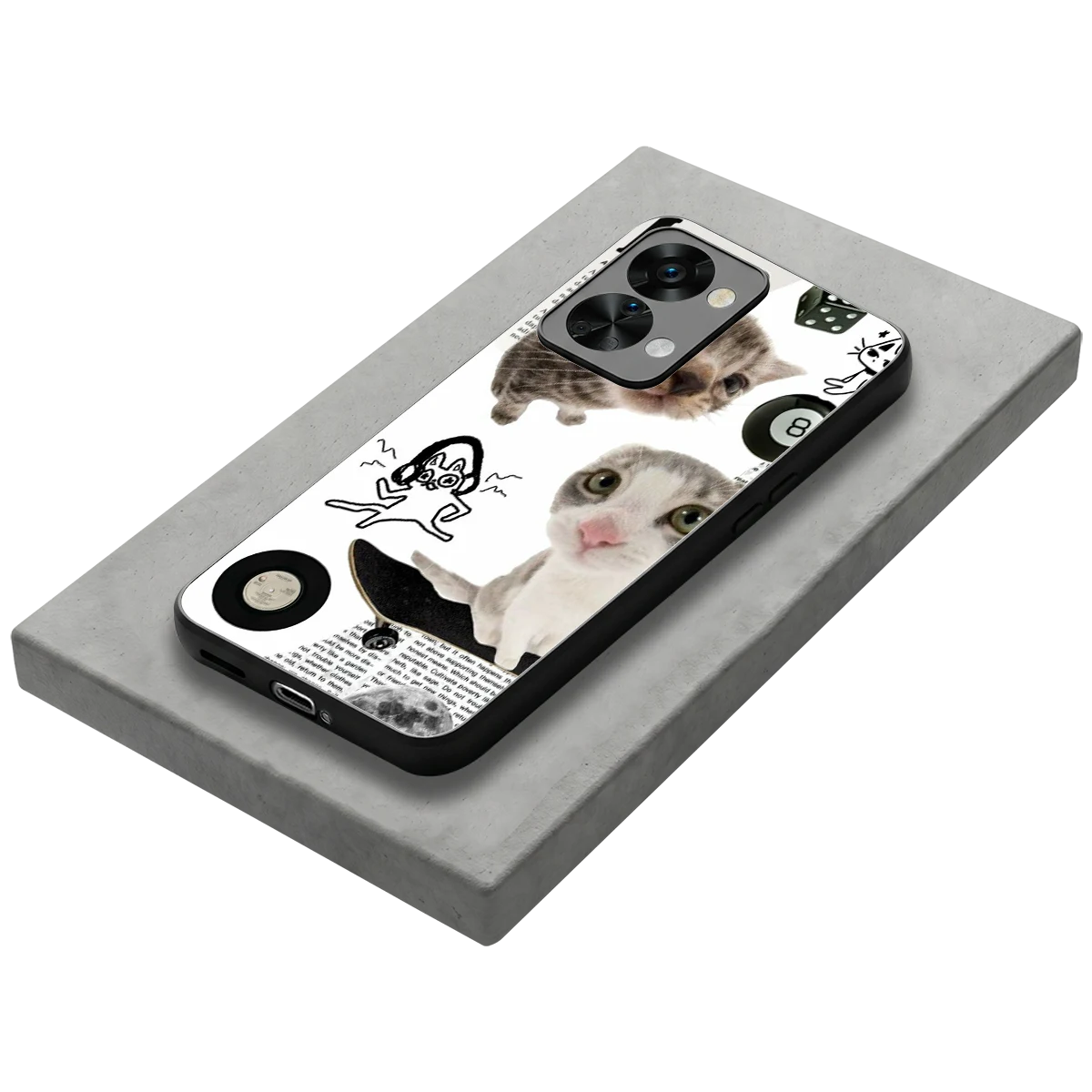 Purrfect Patchwork stylish phone case for oneplus nord 2t | glossy glass and slim fit