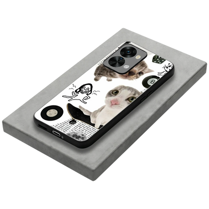 Purrfect Patchwork stylish phone case for oneplus nord 2t | glossy glass and slim fit