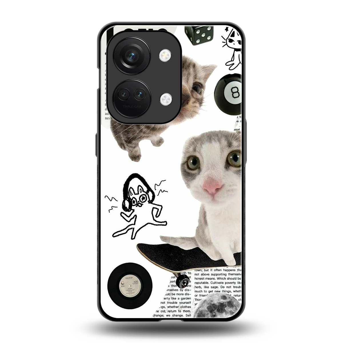 Purrfect Patchwork back phone cover | glass case for oneplus nord 3