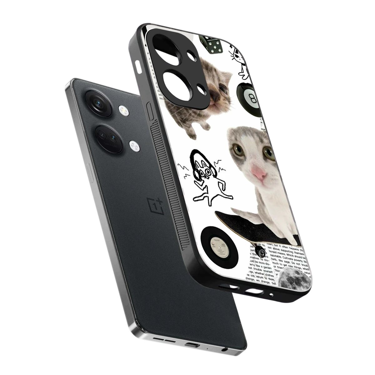 Purrfect Patchwork sleek oneplus nord 3 cover with tempered glass back and TPU edges