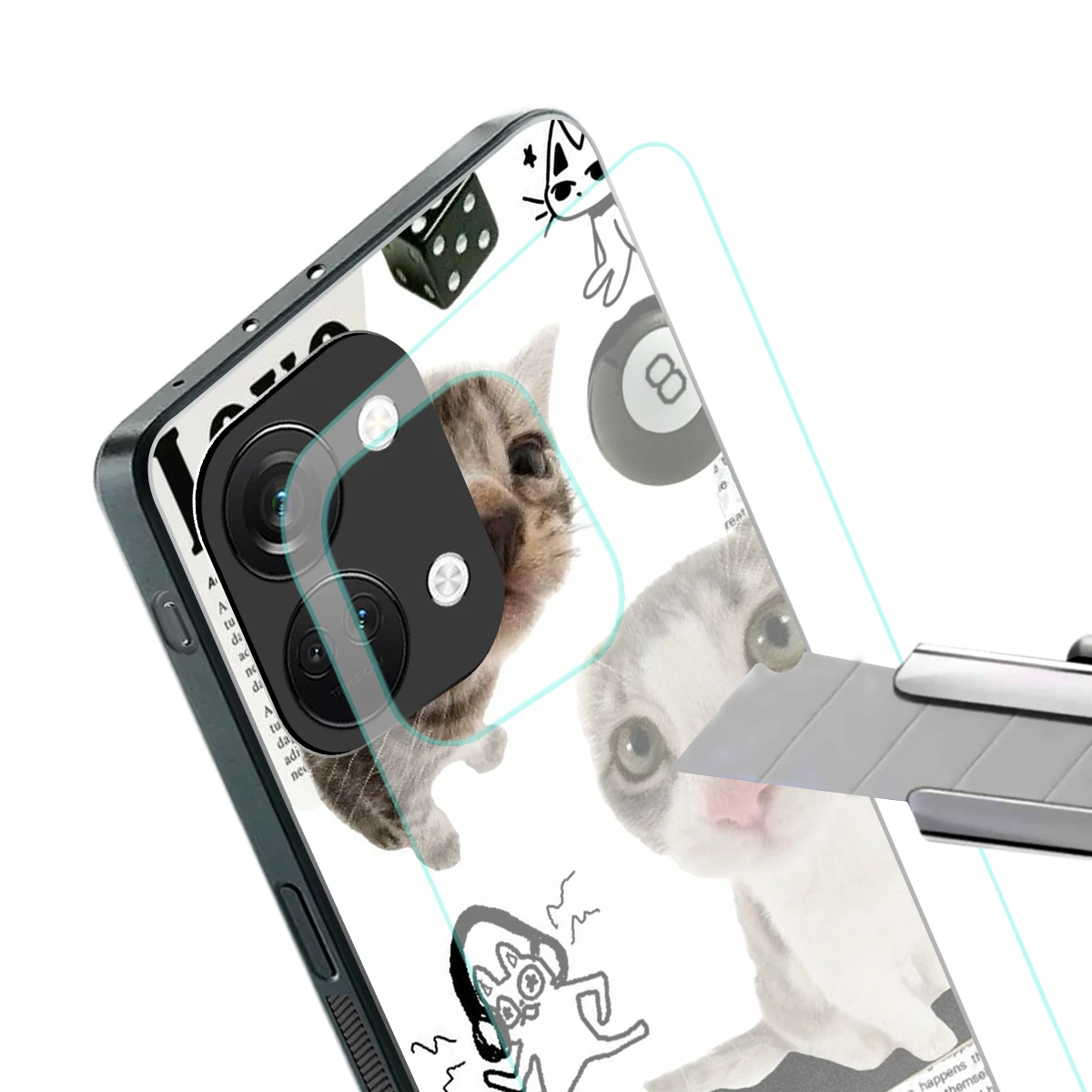 Purrfect Patchwork stylish phone case for oneplus nord 3 | glossy glass and slim fit