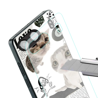 Purrfect Patchwork stylish phone case for oneplus nord 4 | glossy glass and slim fit
