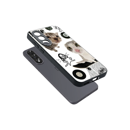 Purrfect Patchwork sleek oneplus nord 5 cover with tempered glass back and TPU edges