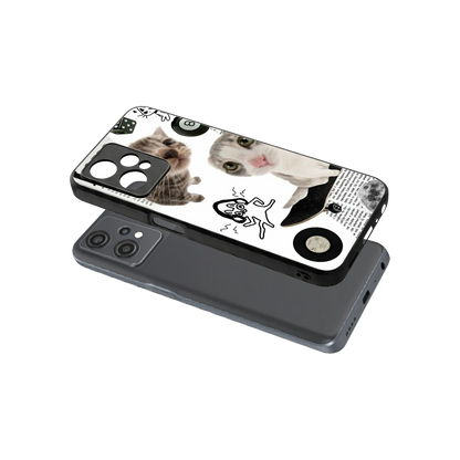 Purrfect Patchwork sleek oneplus nord ce 2 lite cover with tempered glass back and TPU edges