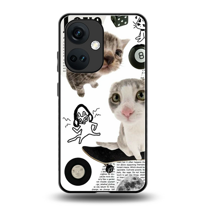 Purrfect Patchwork back phone cover | glass case for oneplus nord ce 3