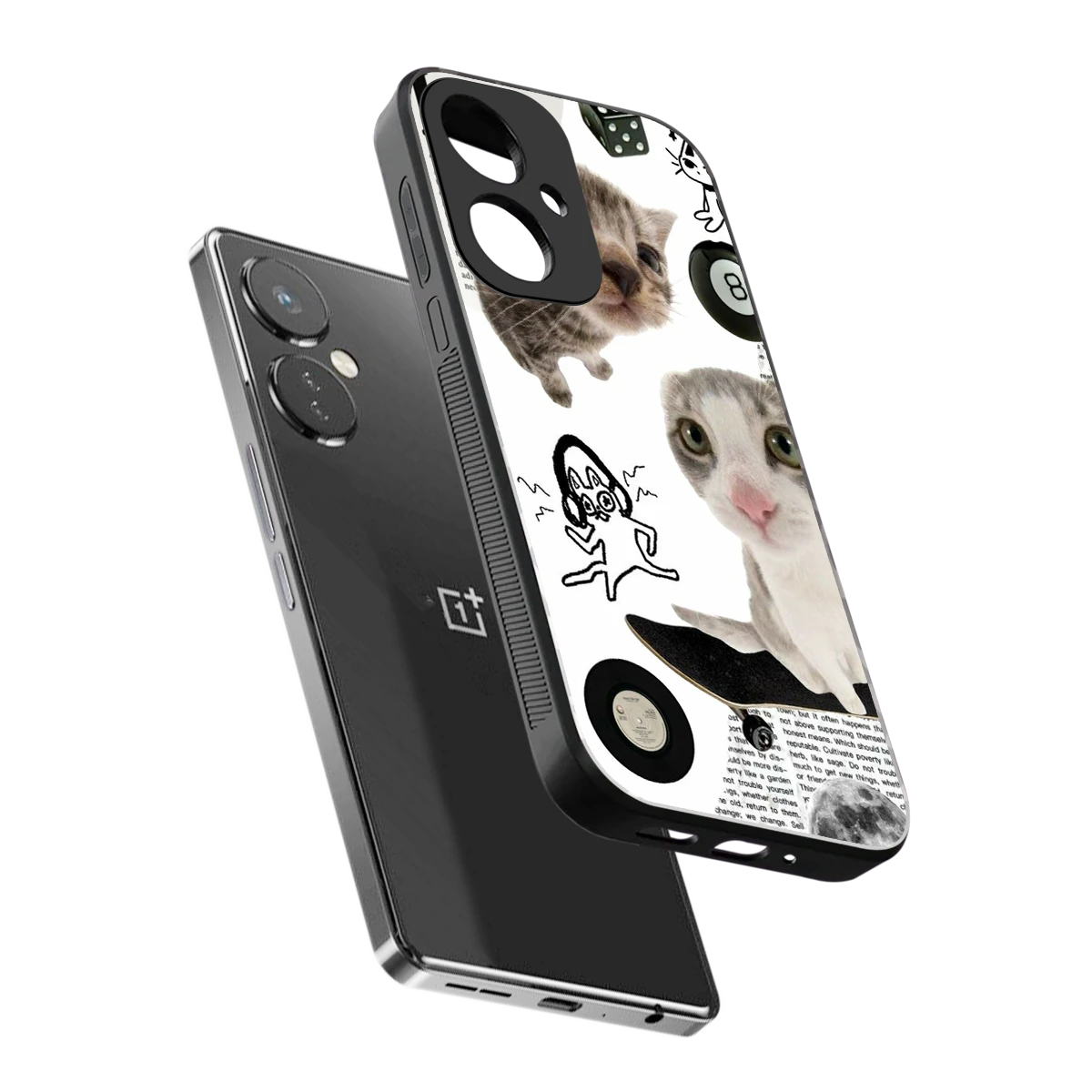 Purrfect Patchwork sleek oneplus nord ce 3 cover with tempered glass back and TPU edges