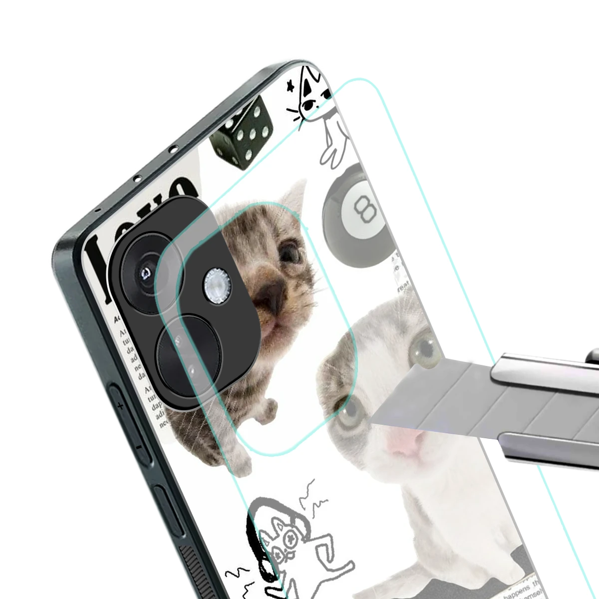 Purrfect Patchwork stylish phone case for oneplus nord ce 3 | glossy glass and slim fit