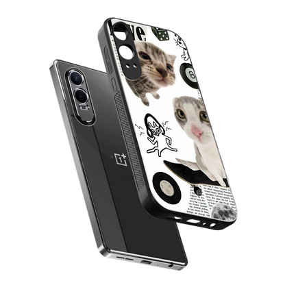 Purrfect Patchwork sleek oneplus nord ce 4 lite cover with tempered glass back and TPU edges