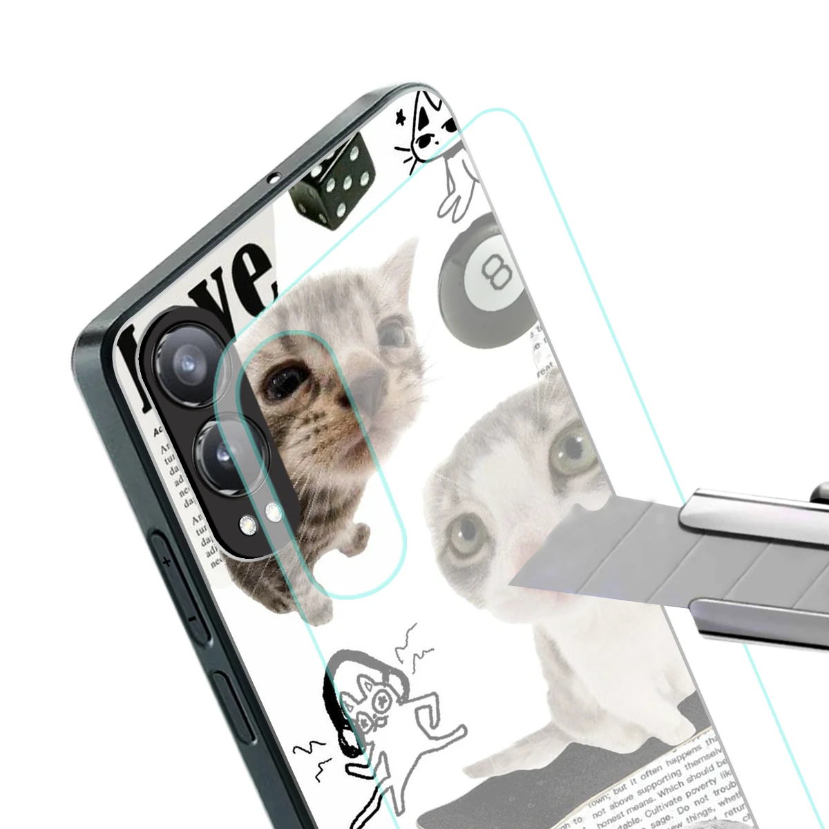 Purrfect Patchwork stylish phone case for oneplus nord ce 4 lite | glossy glass and slim fit