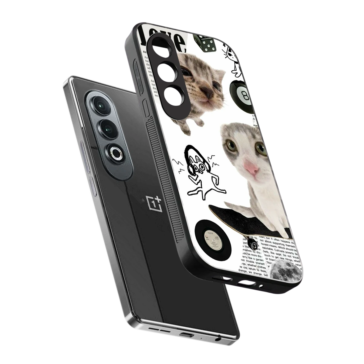 Purrfect Patchwork sleek oneplus nord ce 4 cover with tempered glass back and TPU edges