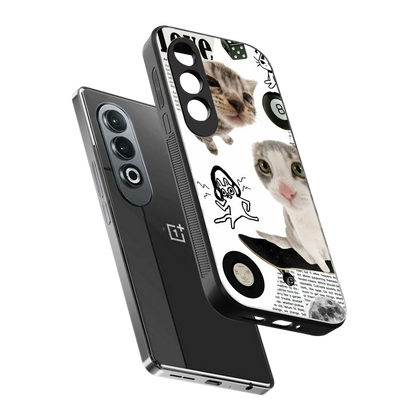 Purrfect Patchwork sleek oneplus nord ce 4 cover with tempered glass back and TPU edges