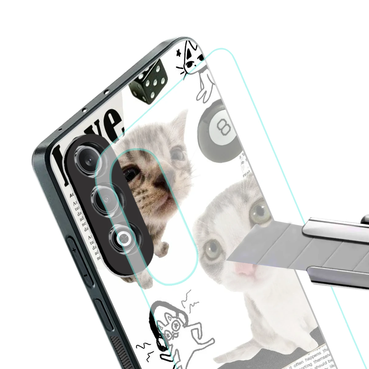Purrfect Patchwork stylish phone case for oneplus nord ce 4 | glossy glass and slim fit