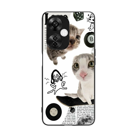 Purrfect Patchwork back phone cover | glass case for oneplus nord ce 3 lite