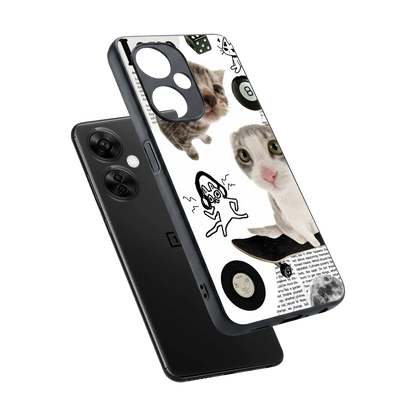 Purrfect Patchwork sleek oneplus nord ce 3 lite cover with tempered glass back and TPU edges